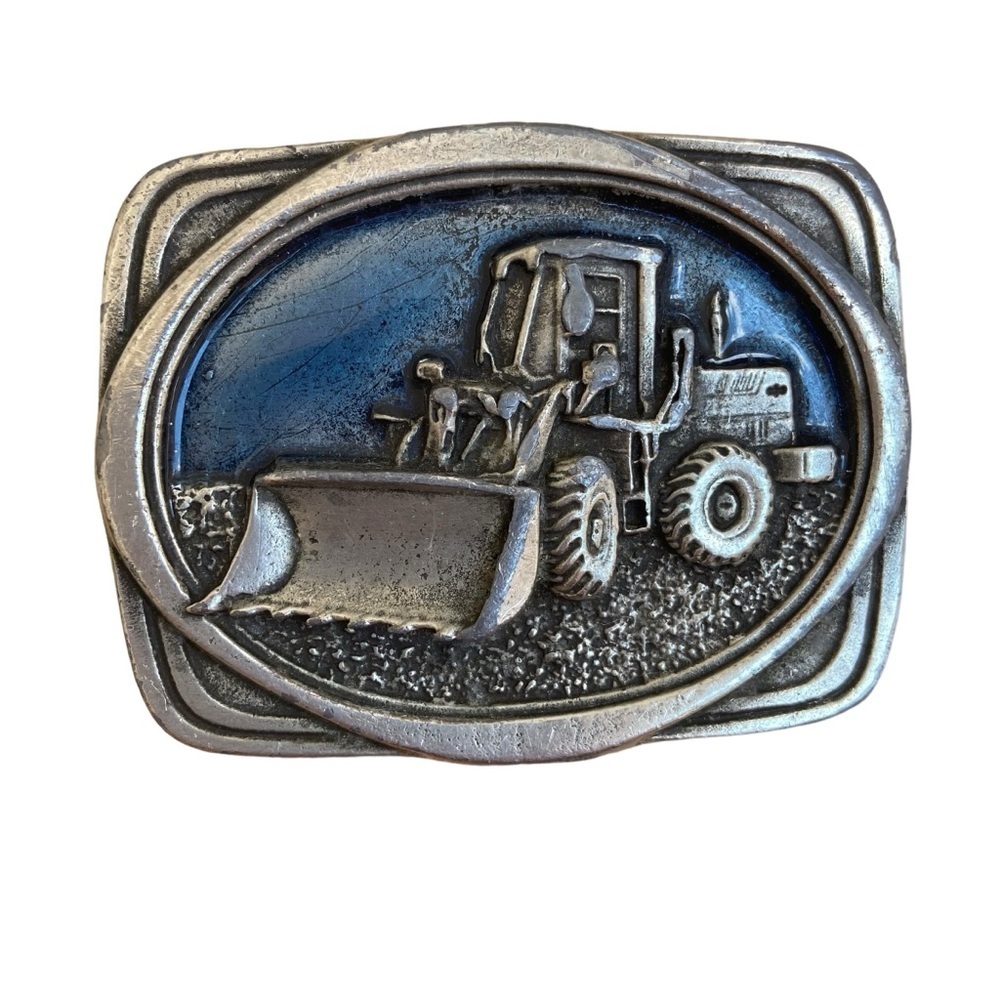 Vintage belt buckle solid metal Tonkin front loader tractor 1986 Tonkin inc. USA